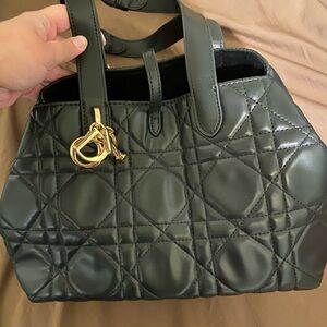 Dior Black Quilted Tote with Gold Charm